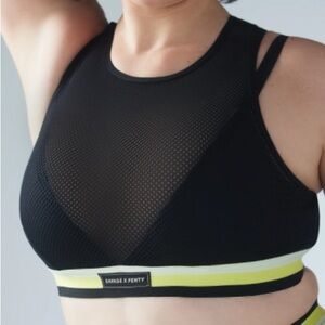 Savage X Fenty Black and Yellow Mesh Sports Bra